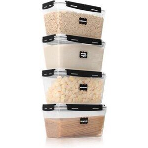 Set of 4 Plastic Airtight Food Storage Containers with Lid, 4L